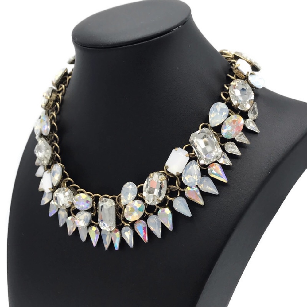 Statement Collar Necklace Large Rhinestone Gold - image 4